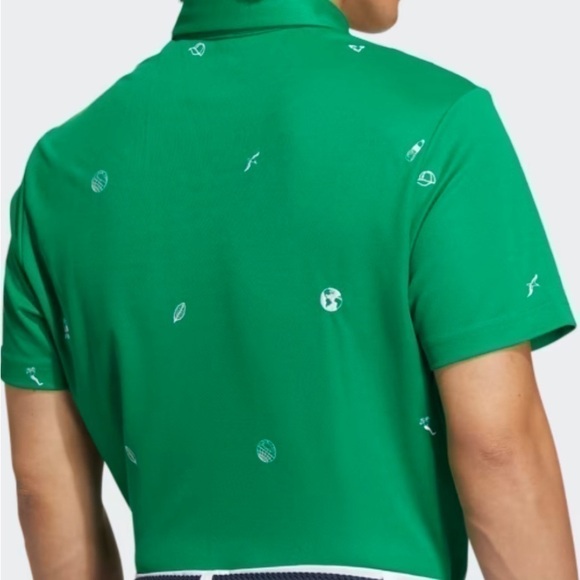Men’s PLAY GREEN MONOGRAM GOLF POLO SHIRT Size l Green new Adidas - Picture 3 of 9